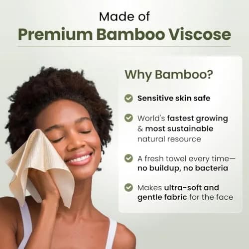 Clean Skin Club Bamboo Viscose Clean Towels XL 100 Count (2-Pack) | USDA Biobased Disposable Face Towels thumbnail 3