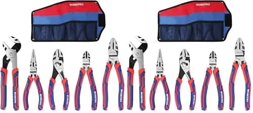WORKPRO Pliers Set (5-Piece, Pack of 2) | Premium Cr-V Construction, Includes 6 Inch Slip Joint, Long Nose, Diagonal Cutting, 8 Inch Groove Joint, 7 Inch Linesman and Storage Pouch thumbnail 1