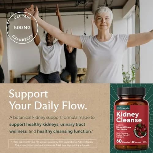Sunergetic Kidney Cleanse Supplement with Cranberry Extract 120 Vegetarian Capsules (60 Count Pack of 2) | Supports Healthy Kidneys & Urinary Tract thumbnail 5
