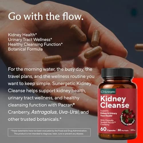 Sunergetic Kidney Cleanse Supplement with Cranberry Extract 120 Vegetarian Capsules (60 Count Pack of 2) | Supports Healthy Kidneys & Urinary Tract thumbnail 6
