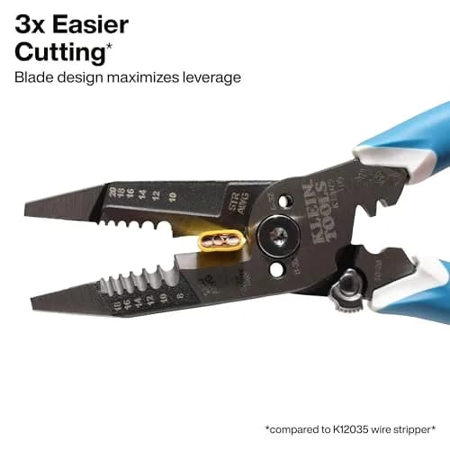 Klein Tools K12075 Heavy-Duty Wire Stripper 8-18 AWG Solid / 10-20 AWG Stranded | Precision Electrical Cable Stripping Tool thumbnail 2