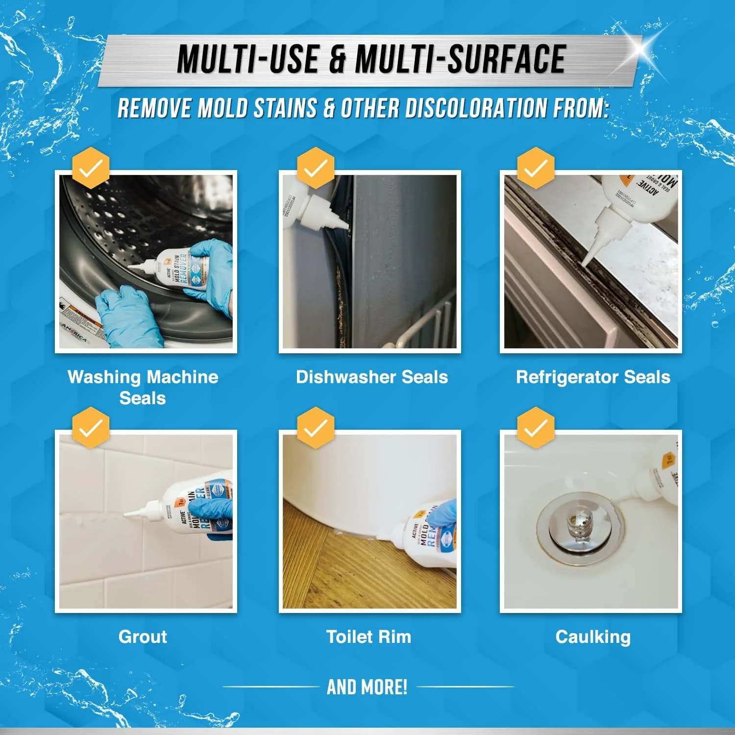 ACTIVE Mold Stain Remover Gel Cleaner for Washing Machine Seal, Grout, Shower, Caulk - 205ml (7 Fl Oz) - view 2
