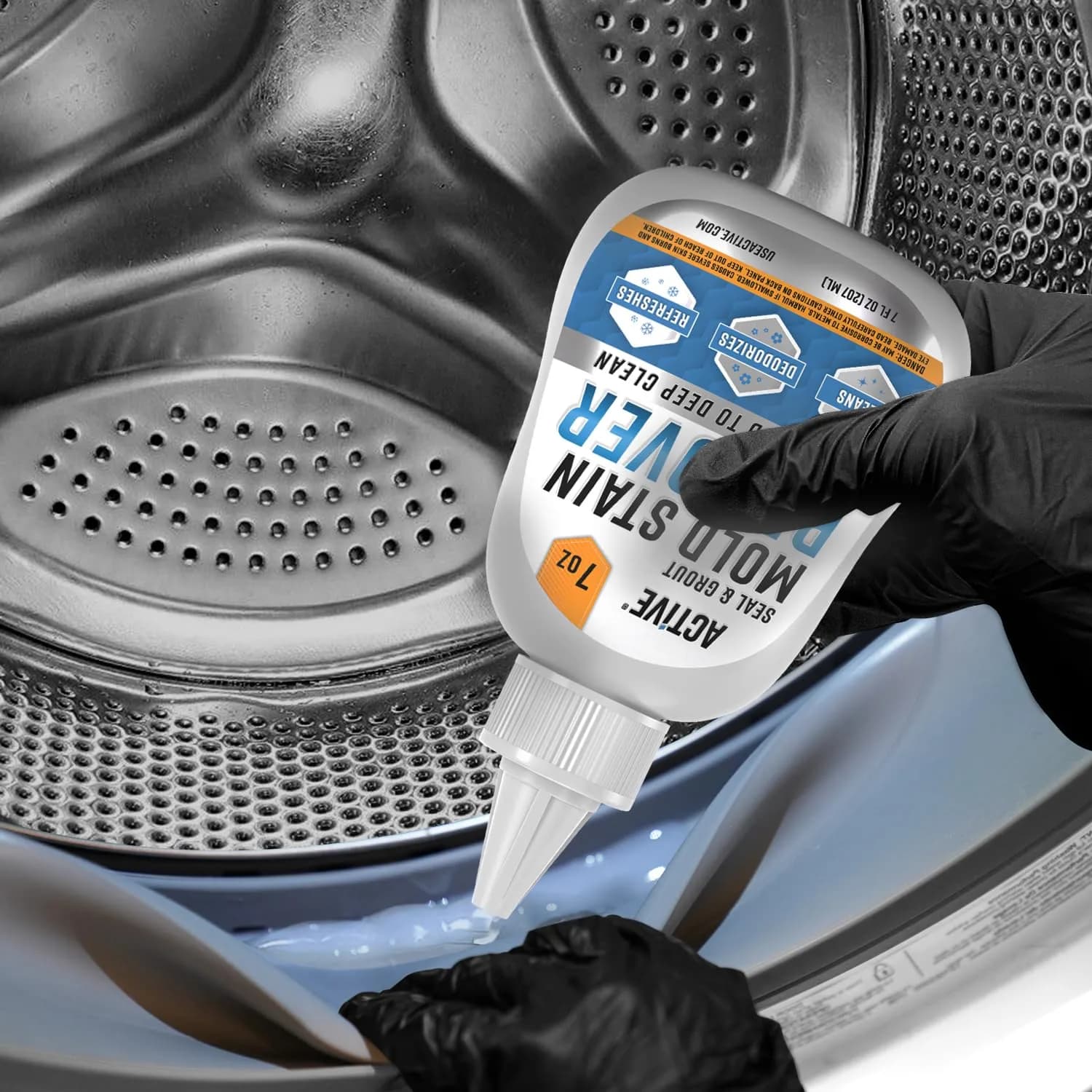 ACTIVE Mold Stain Remover Gel Cleaner for Washing Machine Seal, Grout, Shower, Caulk - 205ml (7 Fl Oz) - view 5