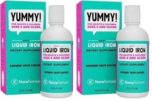 NovaFerrum Yummy Liquid Iron Supplement 946ml (32 Fl Oz) | 18mg Iron/Tbsp for Ages 4+ | Gluten & Sugar-Free Raspberry Grape thumbnail 1