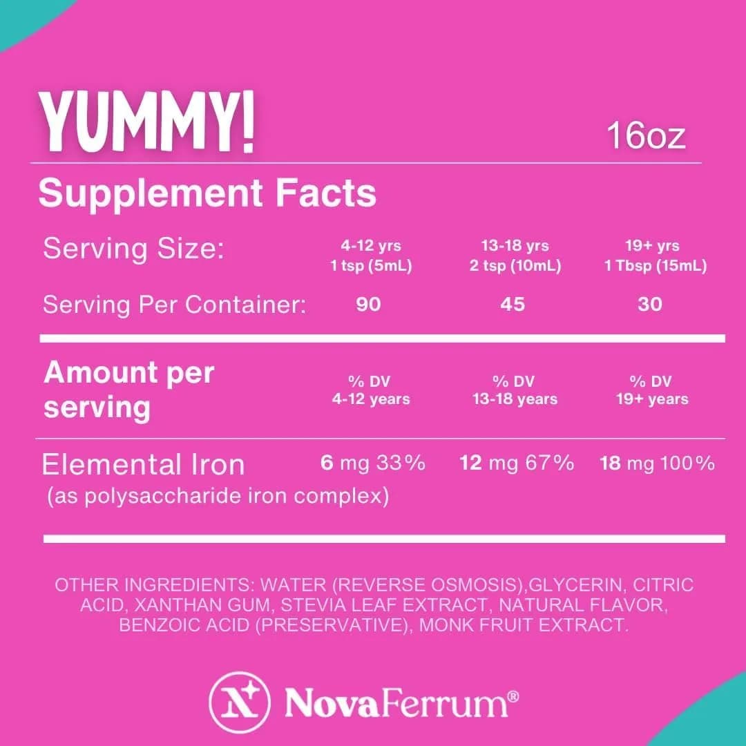 NovaFerrum Yummy Raspberry Liquid Iron Supplement - 16 Fl Oz (Pack of 2) - view 3