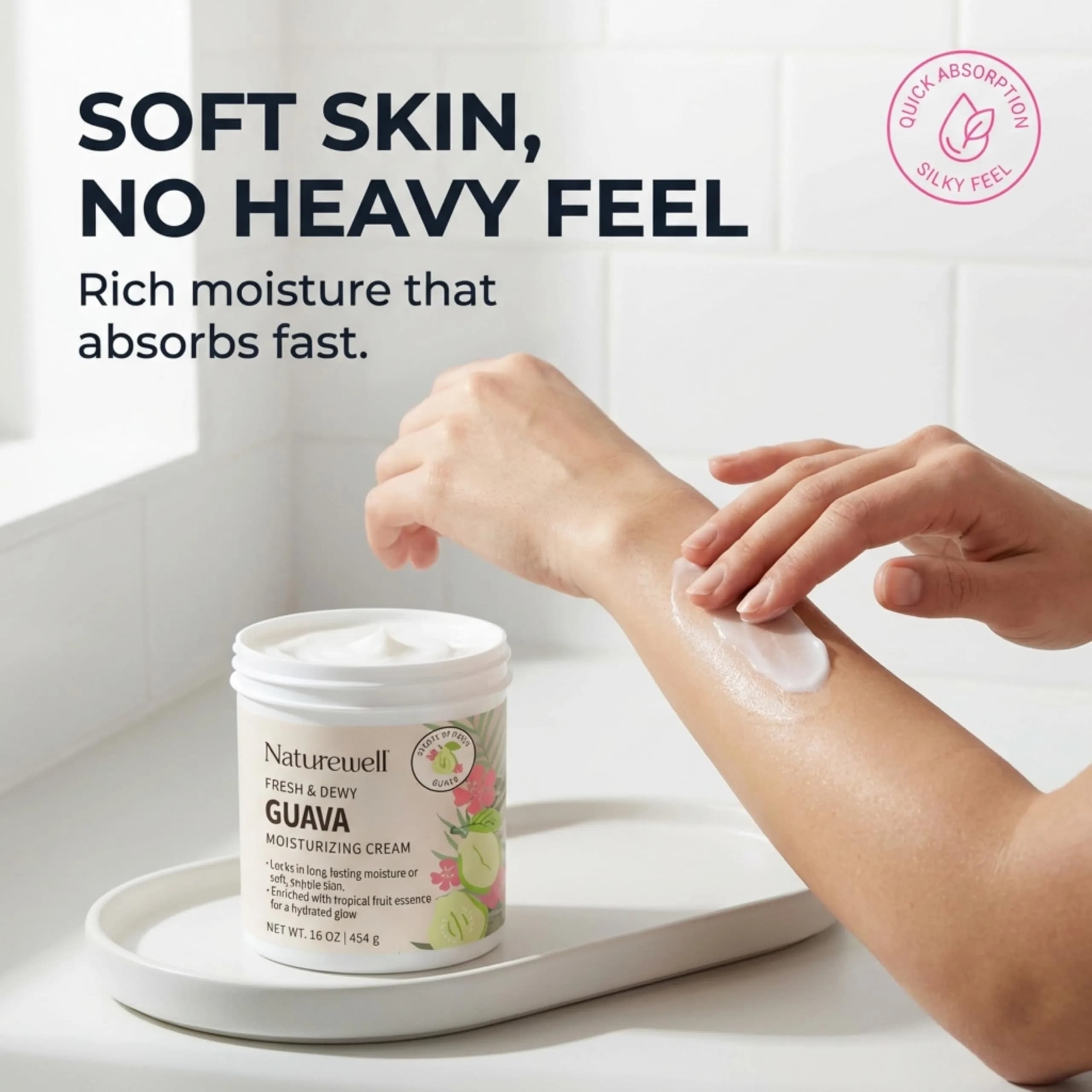 NATURE WELL Guava Body Cream 473ml (16 Oz) | Hydrates Dry Skin with Tropical Fruit Essence - view 5