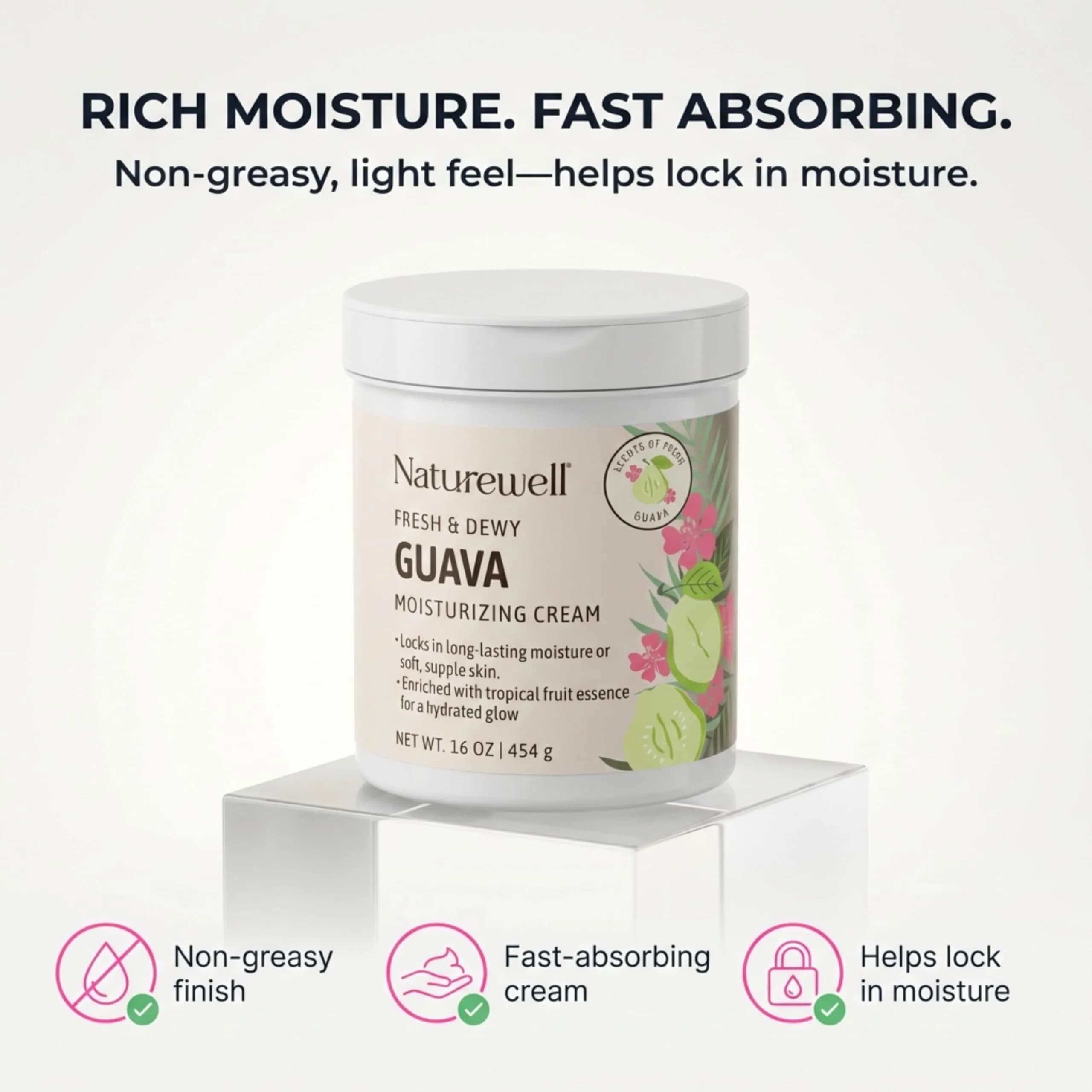NATURE WELL Guava Scented Body Cream 16 Ounce | Hydrating Moisturizer for Dry Skin - view 4