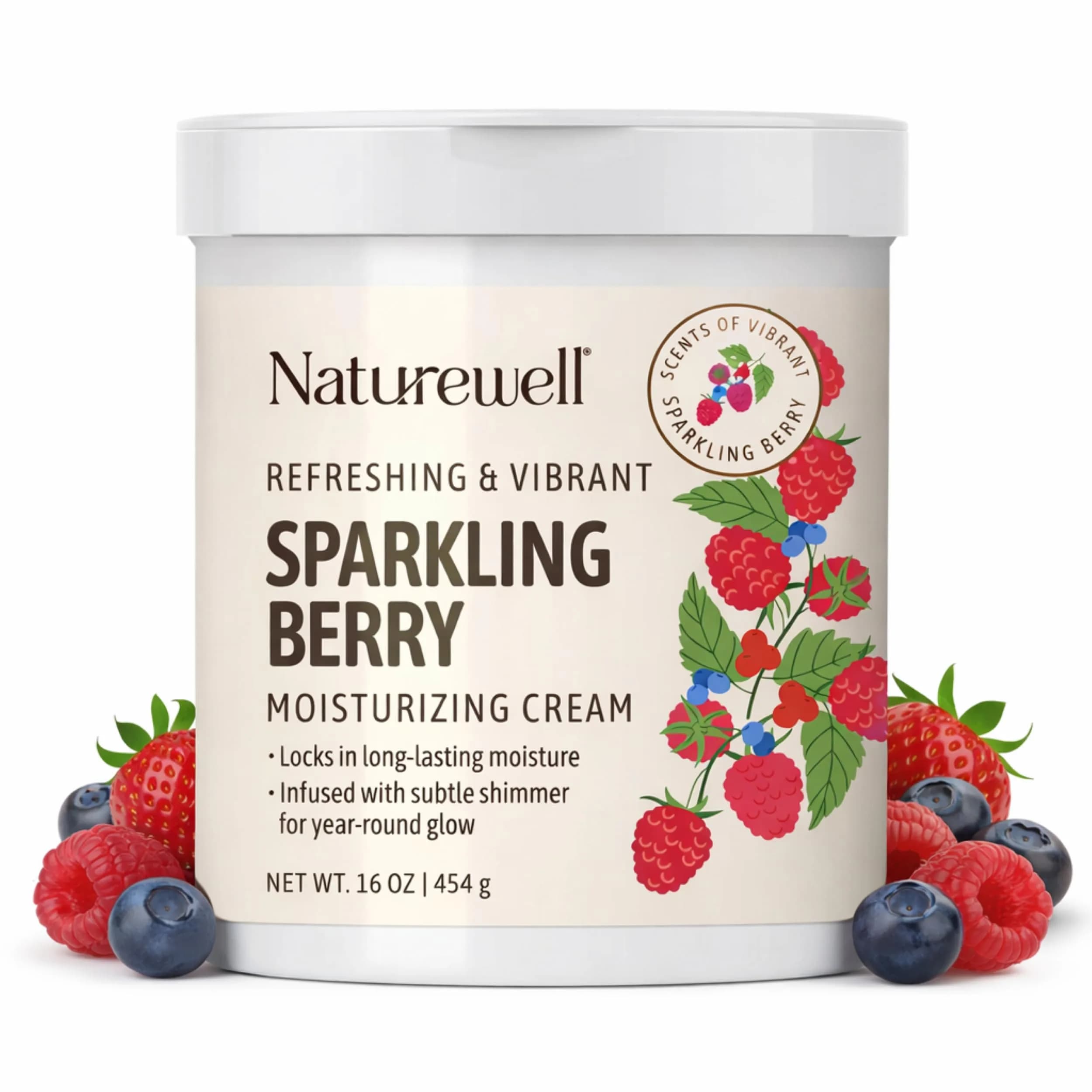 NATURE WELL Sparkling Berry Body Cream 16 Oz | Shimmering, Hydrating Moisturizer for Dry Skin - main product image