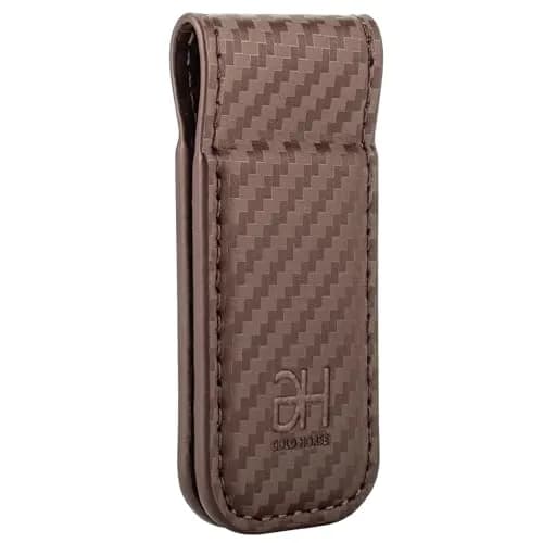 GH GOLD HORSE Slim Magnetic Money Clip Genuine Leather Business Card Holder for Men (Coffee) | Holds 10-15 Bills thumbnail 4