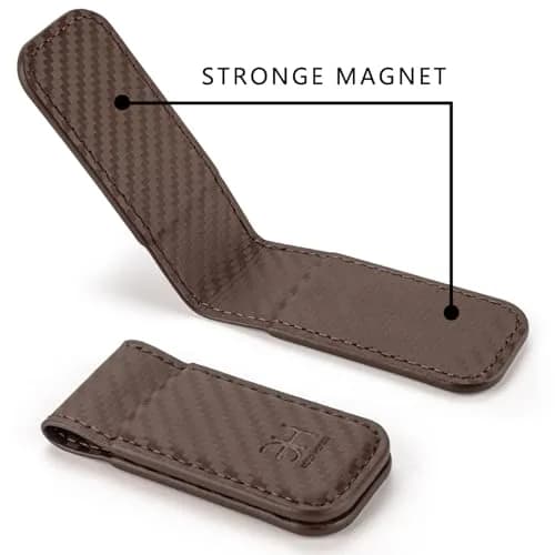 GH GOLD HORSE Slim Magnetic Money Clip Genuine Leather Business Card Holder for Men (Coffee) | Holds 10-15 Bills thumbnail 5