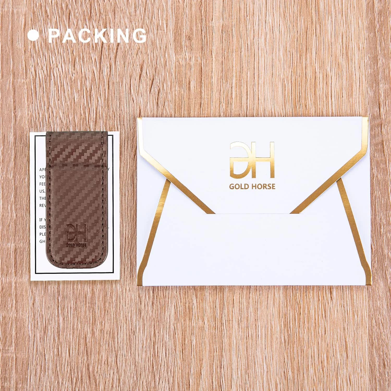 GH GOLD HORSE Slim Magnetic Money Clip Genuine Leather Business Card Holder for Men (Coffee) | Holds 10-15 Bills - view 7