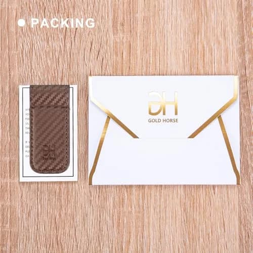 GH GOLD HORSE Slim Magnetic Money Clip Genuine Leather Business Card Holder for Men (Coffee) | Holds 10-15 Bills thumbnail 7