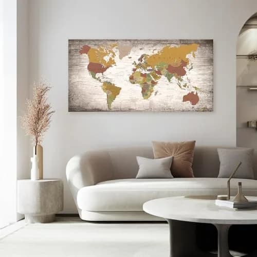 Baisuwallart World Map Canvas Art Print 60x120cm (24x48 inches) | Detailed World Map for Home & Office Decor thumbnail 4