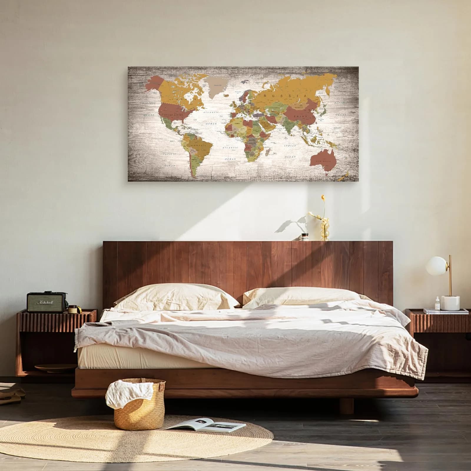 Baisuwallart World Map Canvas Art Print 60x120cm (24x48 inches) | Detailed World Map for Home & Office Decor - view 6