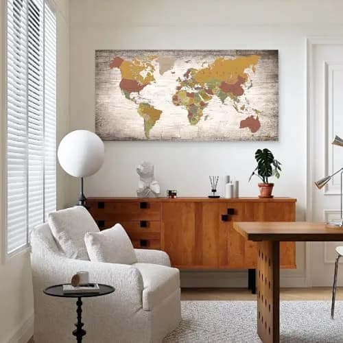 Baisuwallart World Map Canvas Art Print 60x120cm (24x48 inches) | Detailed World Map for Home & Office Decor thumbnail 7