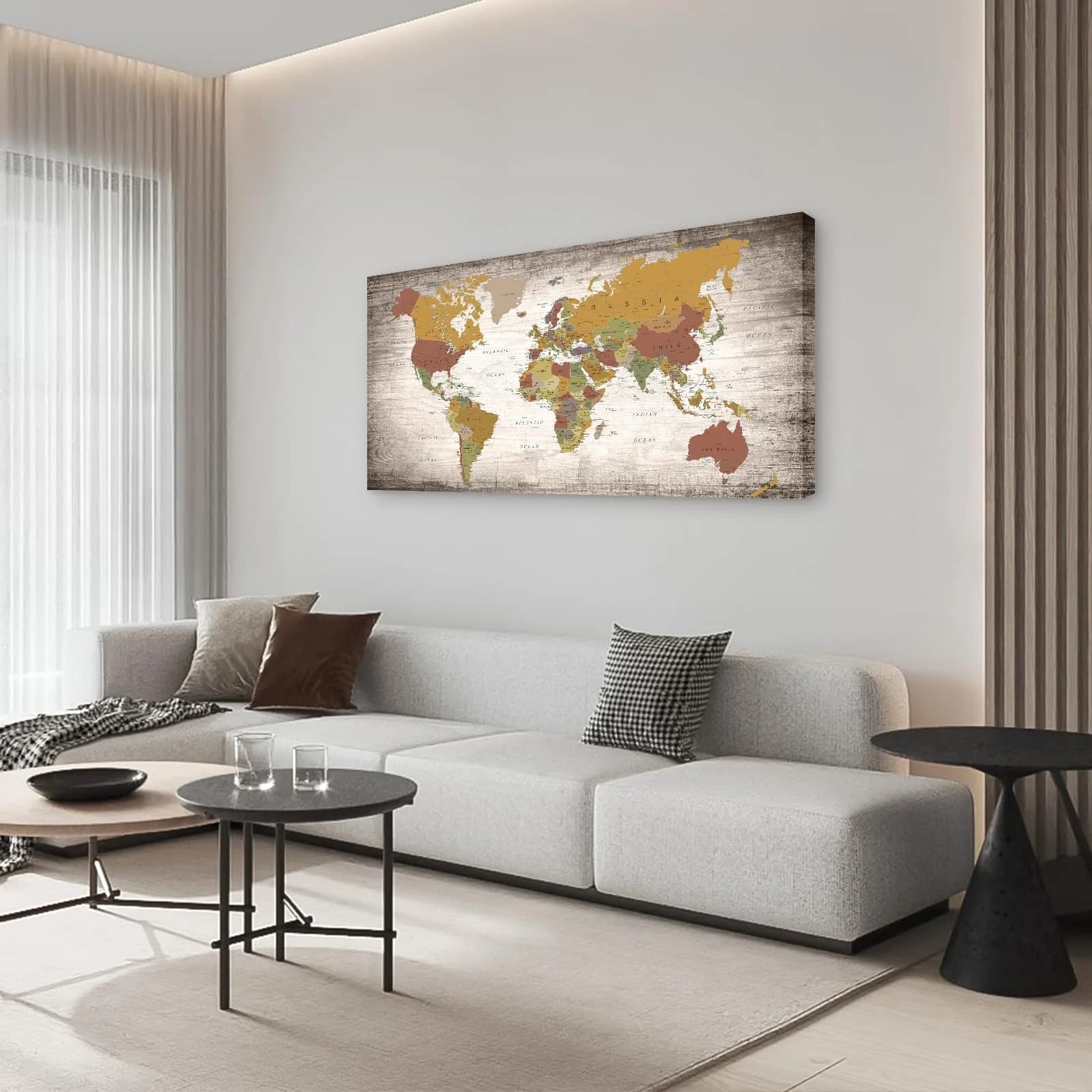 Baisuwallart World Map Canvas Art Print 60x120cm (24x48 inches) | Detailed World Map for Home & Office Decor - view 8