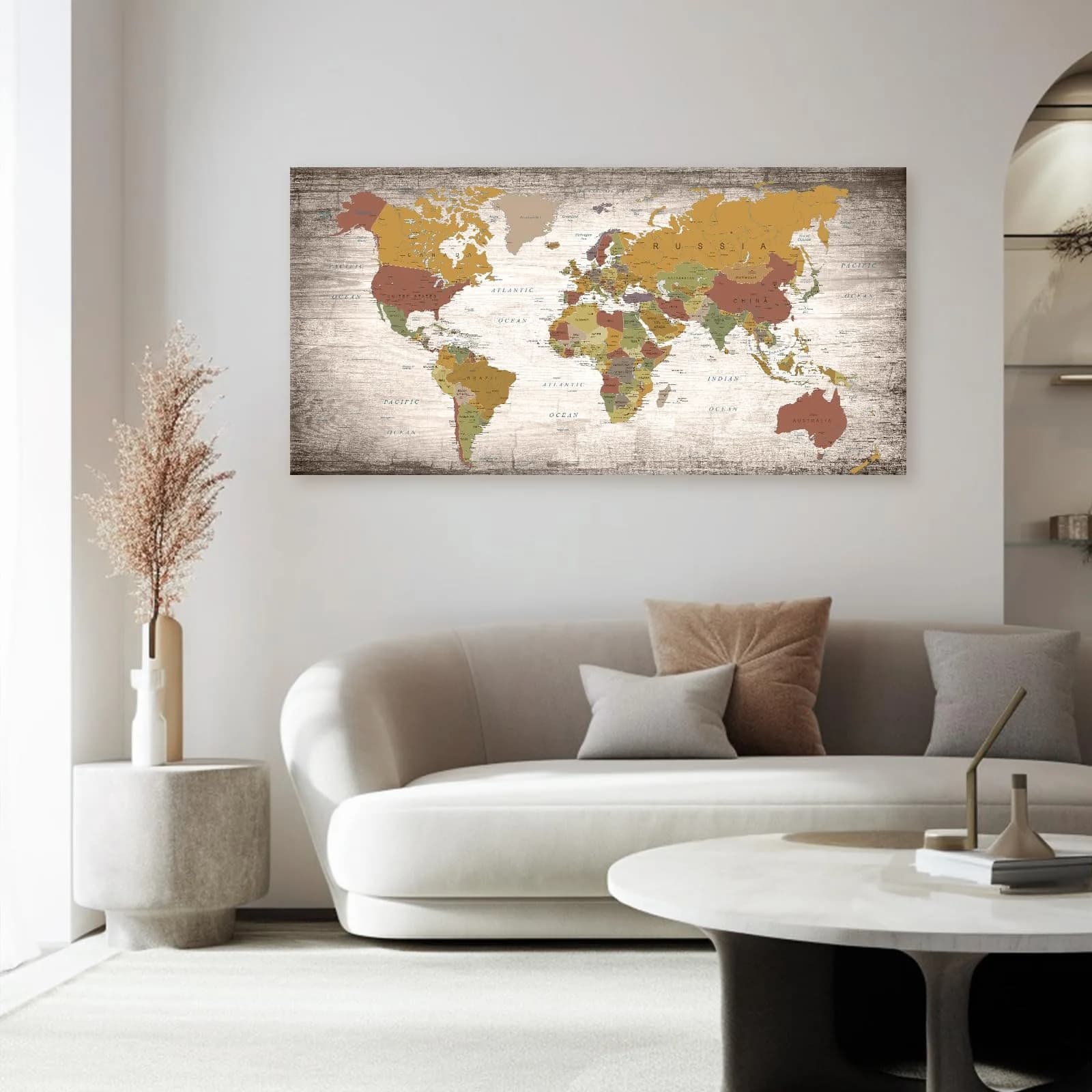 Baisuwallart World Map Canvas Art Print 60x120cm (24x48 inches) | Detailed World Map for Home & Office Decor - view 4