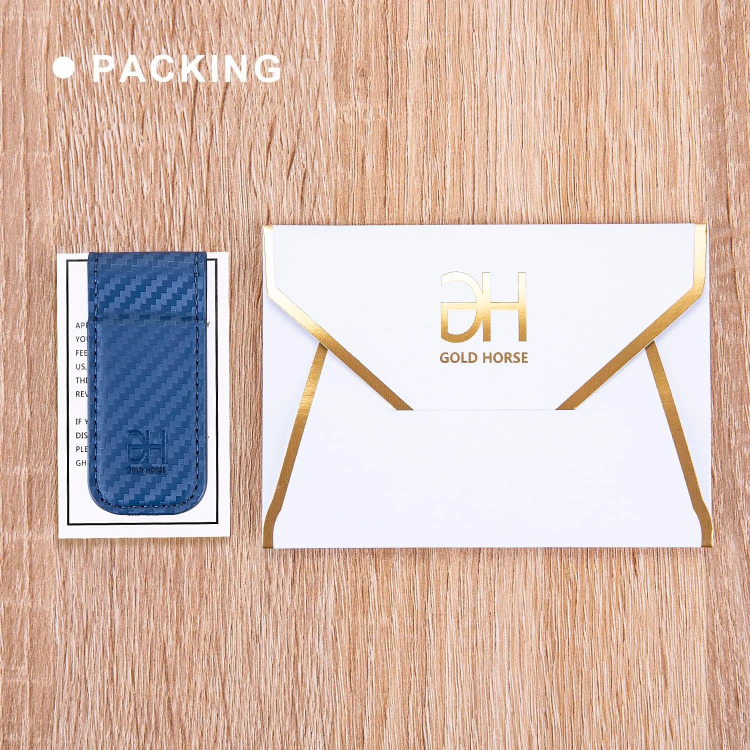 GH GOLD HORSE Slim Magnetic Money Clip Genuine Leather Card Holder for Men, Blue | Holds 10-15 Bills - view 7