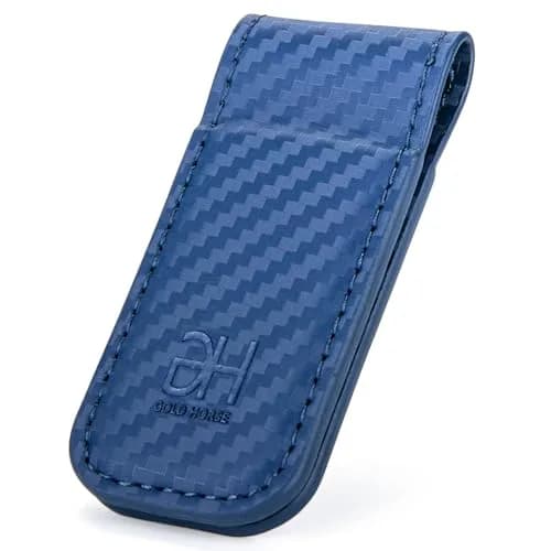 GH GOLD HORSE Slim Magnetic Money Clip Genuine Leather Card Holder for Men, Blue | Holds 10-15 Bills thumbnail 1