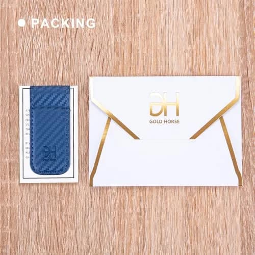 GH GOLD HORSE Slim Magnetic Money Clip Genuine Leather Card Holder for Men, Blue | Holds 10-15 Bills thumbnail 7