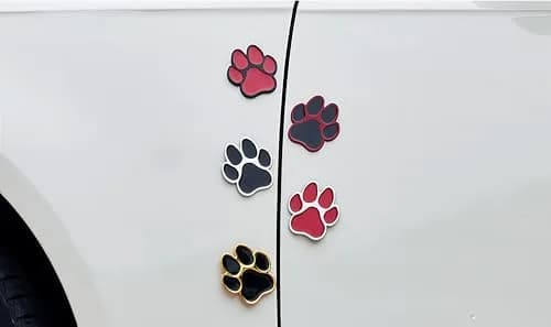LZLRUN 4PCS Silver Black 3D Chrome Dog Paw Footprint Car Decoration Sticker 6cm (2.4in) x 6.5cm (2.6in) thumbnail 6
