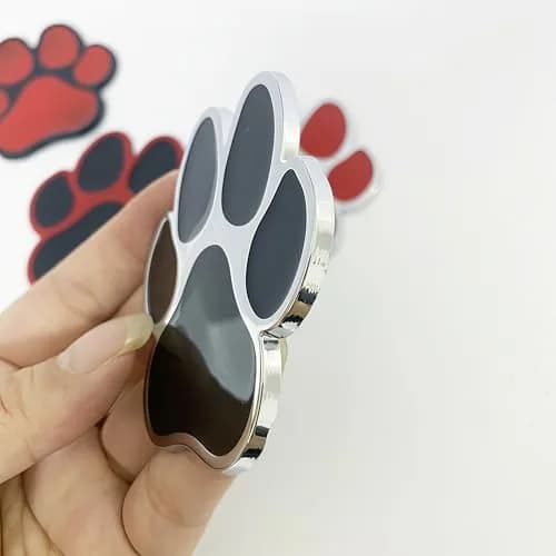 LZLRUN 4PCS Silver Black 3D Chrome Dog Paw Footprint Car Decoration Sticker 6cm (2.4in) x 6.5cm (2.6in) thumbnail 9