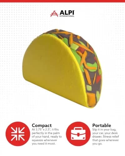 ALPI Taco Foam Stress Ball | Squeeze Toy for Kids & Adults, 4" x 2.25" thumbnail 4