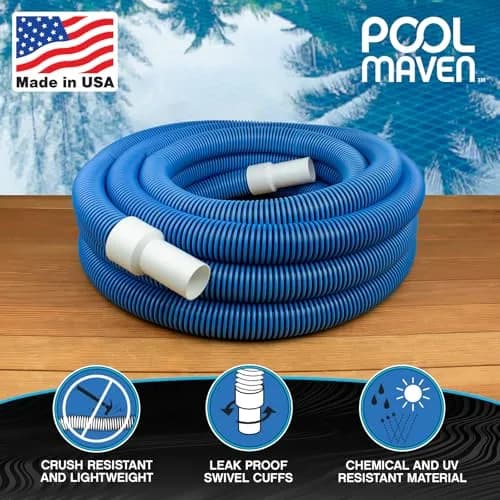 Poolmaven Manual Swimming Pool Vacuum Hose 50 ft | Made in USA, 1-1/2 in. diameter, flexible EVA, dependable manual pool cleaning thumbnail 5