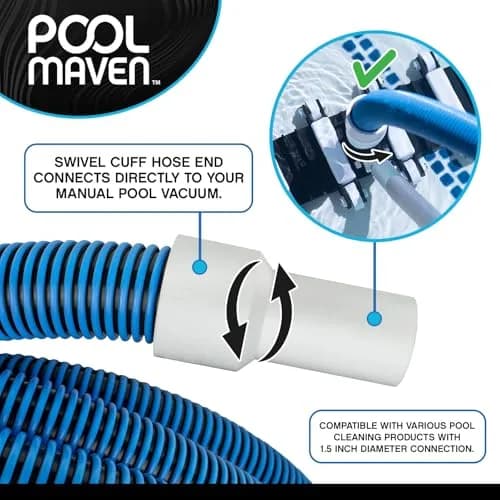 Poolmaven Manual Swimming Pool Vacuum Hose, 35 ft x 1-1/2 in., Made in USA | Flexible EVA Hose for Manual Pool Cleaning thumbnail 5