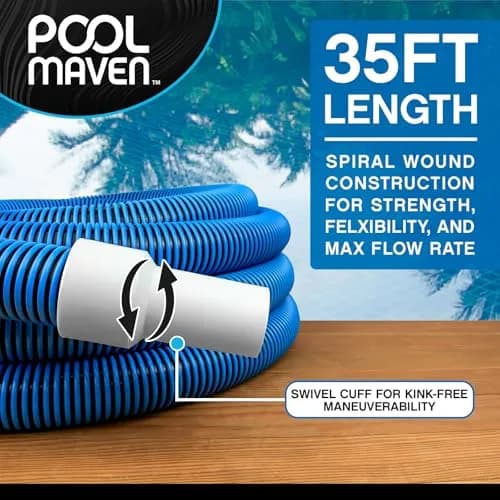 Poolmaven Manual Swimming Pool Vacuum Hose, 35 ft x 1-1/2 in., Made in USA | Flexible EVA Hose for Manual Pool Cleaning thumbnail 2