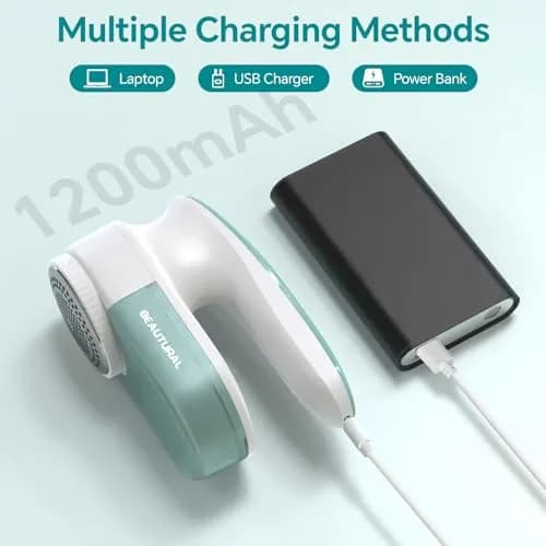 BEAUTURAL Fabric Shaver and Lint Remover, Rechargeable Sweater Defuzzer, Green | Efficiently Removes Fuzz Balls thumbnail 5