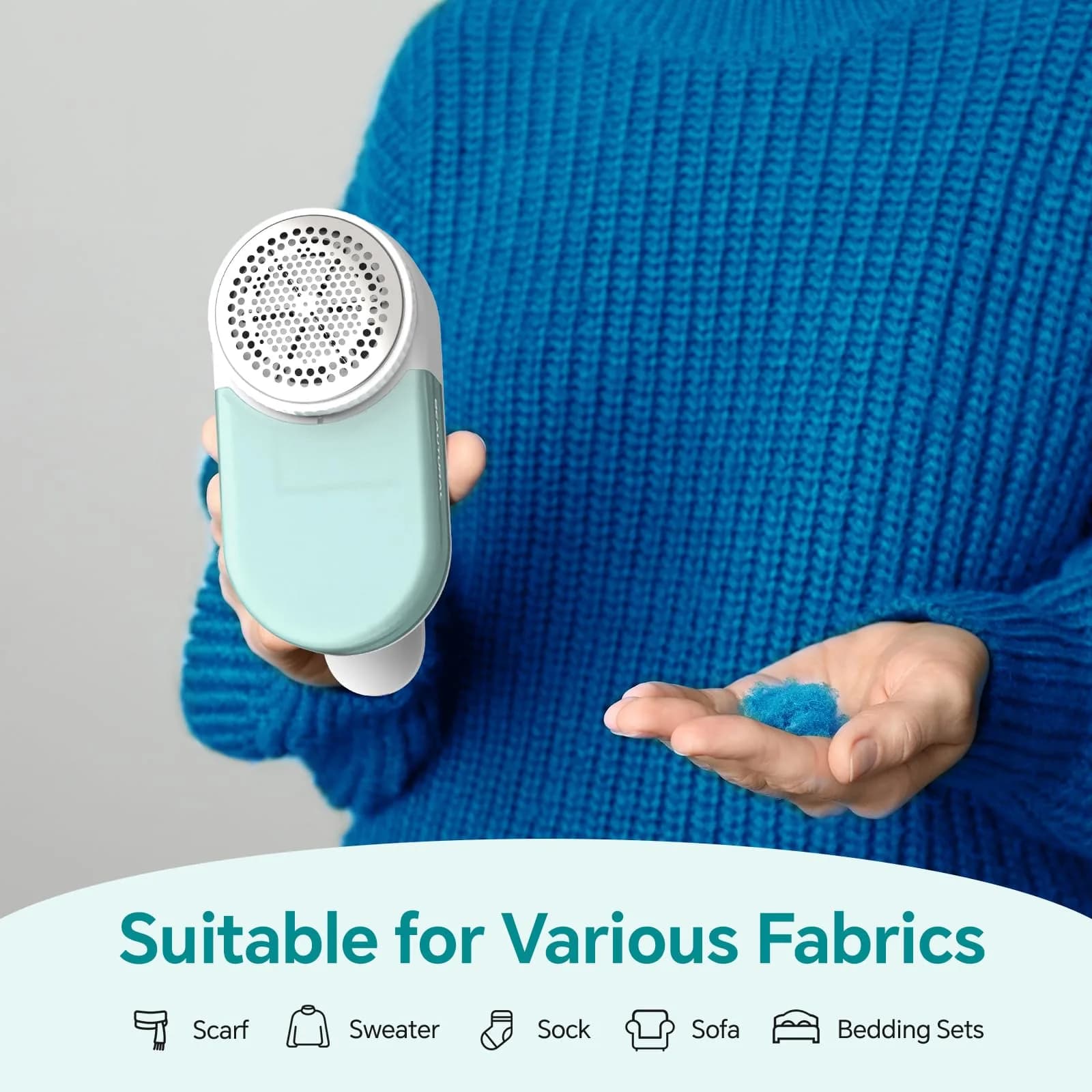BEAUTURAL Fabric Shaver and Lint Remover, Rechargeable Sweater Defuzzer, Green | Efficiently Removes Fuzz Balls - view 6