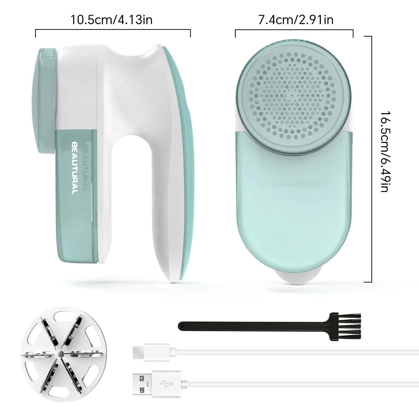 BEAUTURAL Fabric Shaver and Lint Remover, Rechargeable Sweater Defuzzer, Green | Efficiently Removes Fuzz Balls - view 7