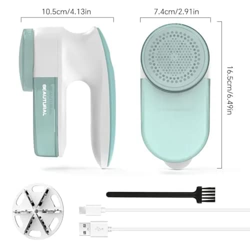 BEAUTURAL Fabric Shaver and Lint Remover, Rechargeable Sweater Defuzzer, Green | Efficiently Removes Fuzz Balls thumbnail 7
