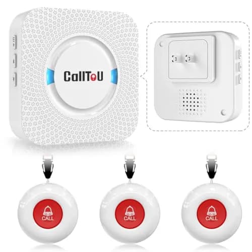 CallToU Wireless Caregiver Pager System with 3 Call Buttons & 1 Receiver | 500+ Feet Range, Waterproof thumbnail 1