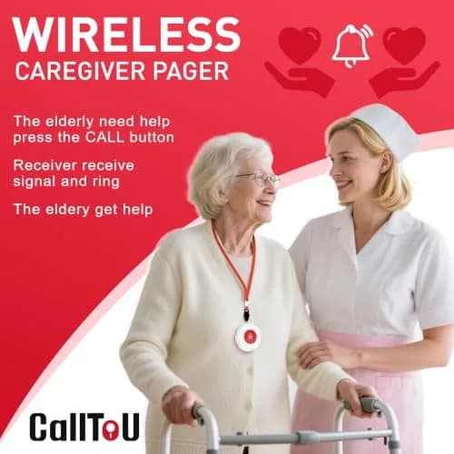 CallToU Wireless Caregiver Pager System with 3 Call Buttons & 1 Receiver | 500+ Feet Range, Waterproof thumbnail 2
