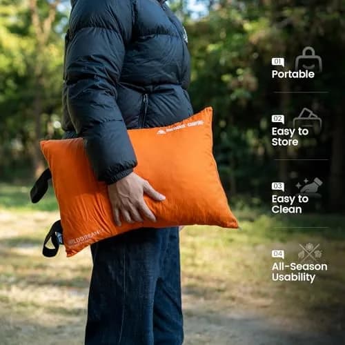 ONETIGRIS Wilddream Camping Pillow Large Orange | Shredded Memory Foam for Backpacking, Travel, Car Trips thumbnail 4