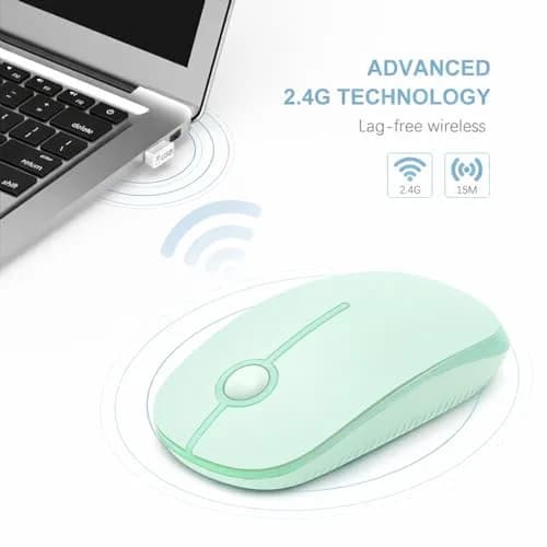 VssoPlor Wireless Mouse, 2.4G Slim Portable Computer Laptop Mouse with Nano Receiver, Light Green | Quiet Silent Optical Mice for Notebook, PC, Laptop, Computer thumbnail 4