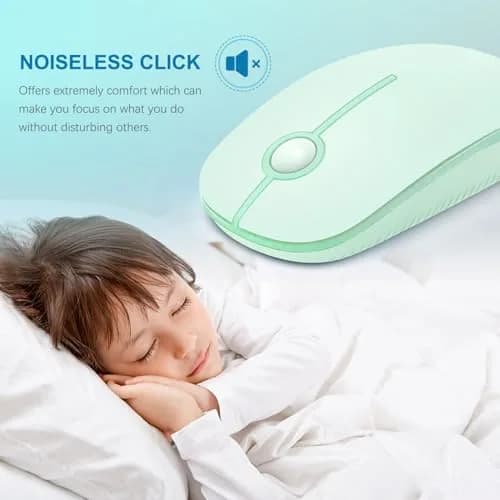 VssoPlor Wireless Mouse, 2.4G Slim Portable Computer Laptop Mouse with Nano Receiver, Light Green | Quiet Silent Optical Mice for Notebook, PC, Laptop, Computer thumbnail 2