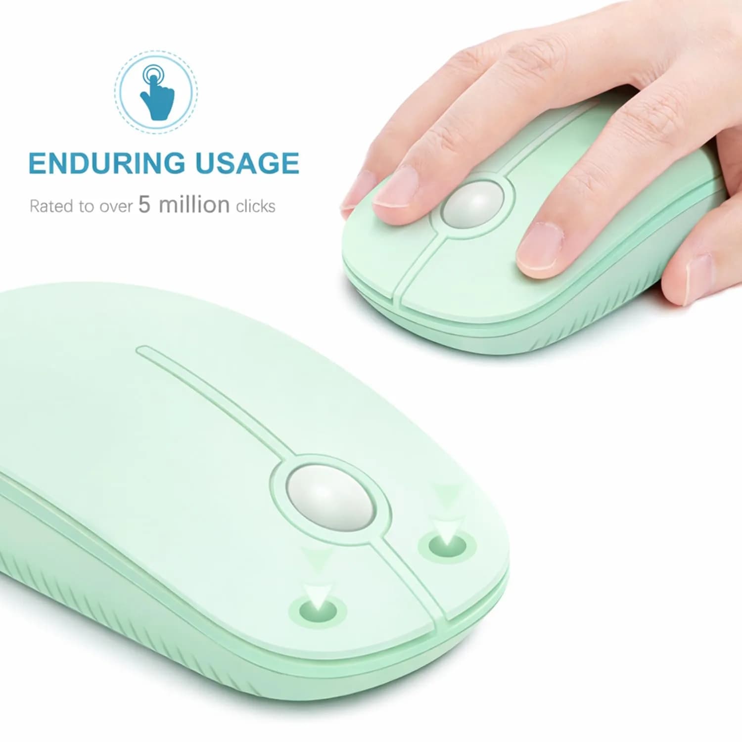 VssoPlor Wireless Mouse, 2.4G Slim Portable Computer Laptop Mouse with Nano Receiver, Light Green | Quiet Silent Optical Mice for Notebook, PC, Laptop, Computer - view 3