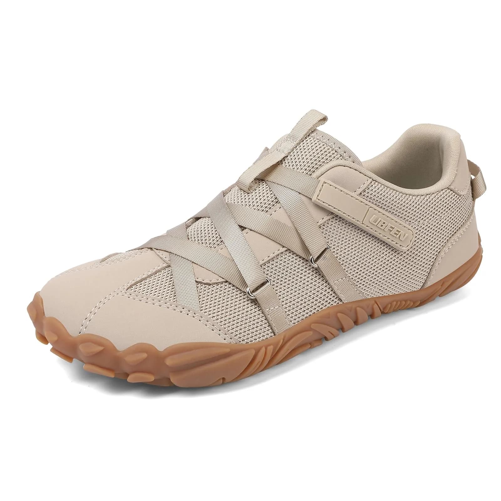 UBFEN Women's Barefoot Running Shoes Minimalist Wide Toe Box Zero Drop Sneakers 25cm (9.8in) | Natural Foot Movement & All-Day Comfort — Khaki