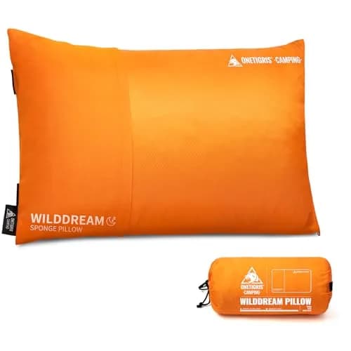 ONETIGRIS Wilddream Camping Pillow Shredded Memory Foam 550g (1.2 lb) Orange | All-Season Comfort for Backpacking & Travel thumbnail 1