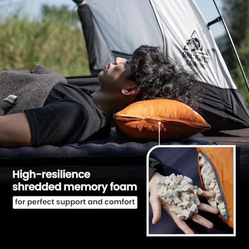 ONETIGRIS Wilddream Camping Pillow Shredded Memory Foam 550g (1.2 lb) Orange | All-Season Comfort for Backpacking & Travel thumbnail 4