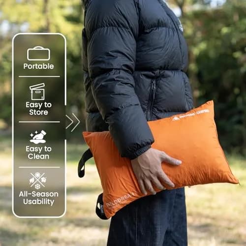 ONETIGRIS Wilddream Camping Pillow Shredded Memory Foam 550g (1.2 lb) Orange | All-Season Comfort for Backpacking & Travel thumbnail 5