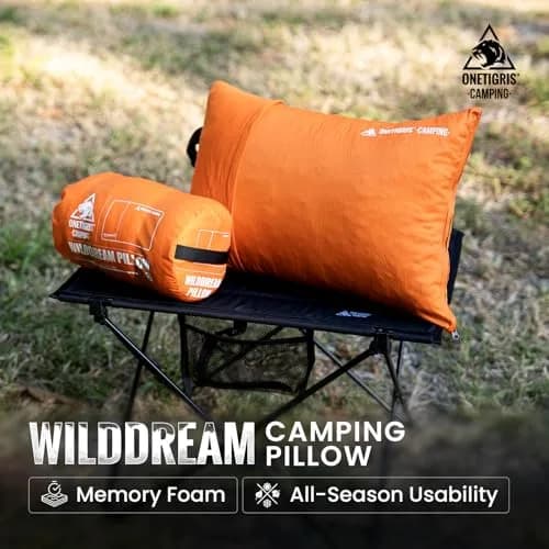ONETIGRIS Wilddream Camping Pillow Shredded Memory Foam 550g (1.2 lb) Orange | All-Season Comfort for Backpacking & Travel thumbnail 2