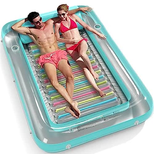 Jasonwell Inflatable Tanning Pool Lounger Float XXL | Comfortable Sunbathing Pool Raft with Cup Holders - main product image