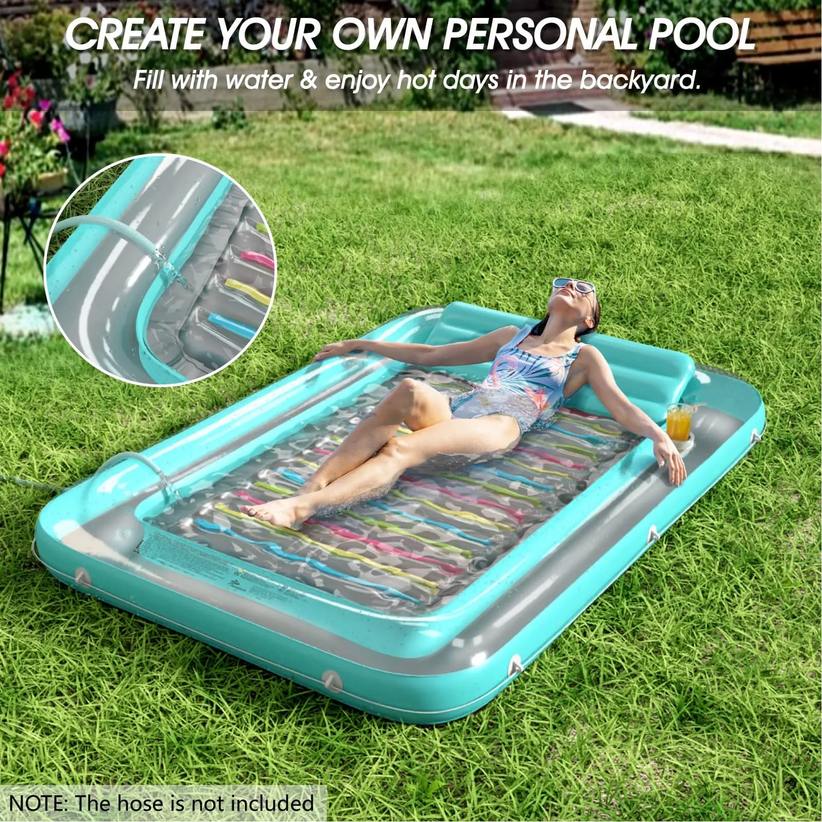 Jasonwell Inflatable Tanning Pool Lounger Float XXL | Comfortable Sunbathing Pool Raft with Cup Holders - view 2