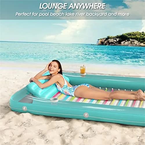 Jasonwell Inflatable Tanning Pool Lounger Float XXL Mint Green | 210 cm (89 in) x 170 cm (67 in) thumbnail 4
