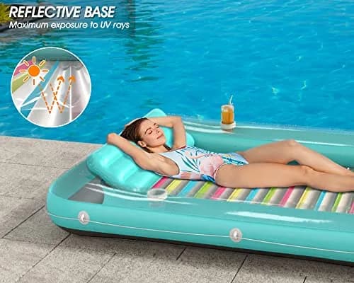 Jasonwell Inflatable Tanning Pool Lounger Float XXL Mint Green | 210 cm (89 in) x 170 cm (67 in) thumbnail 3