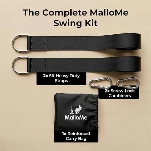 MalloMe Heavy Duty Tree Swing Straps & Hammock Straps for Trees – 2200 LB Capacity, 2 Locking Carabiners & Storage Bag | Safe for Branches or Between 2 Trees thumbnail 6